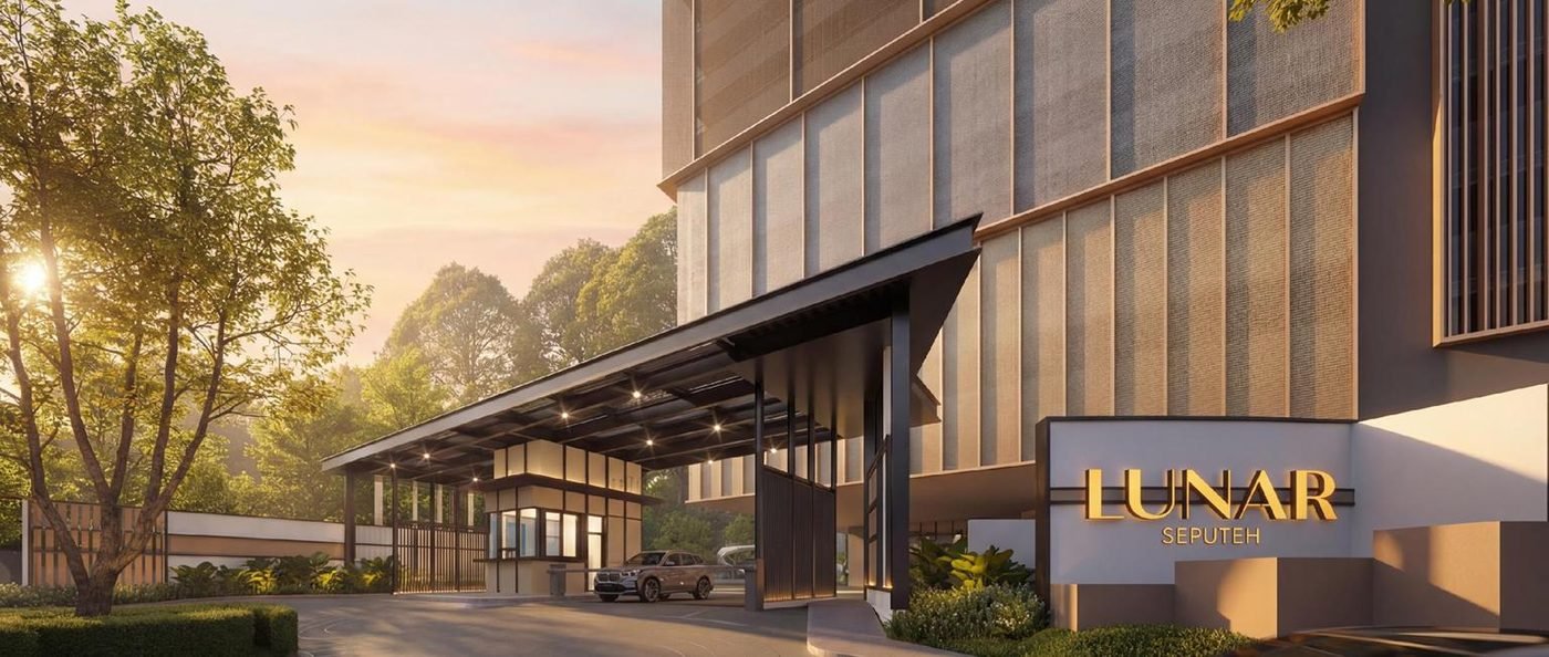Artist's impression of the Lunar Seputeh entrance and arrival canopy at dusk